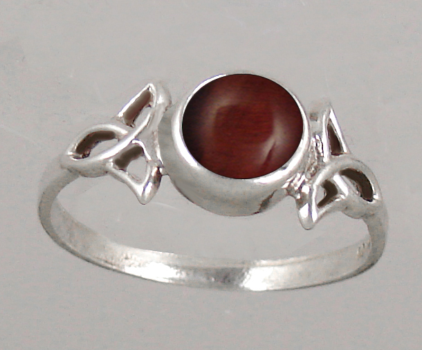 Sterling Silver Celtic Knot Ring With Red Tiger Eye Size 9